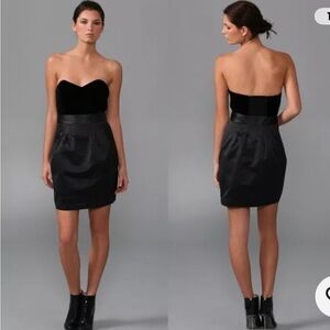 Womens Theory Chanesa Strapless Velvet Satin Dress Black